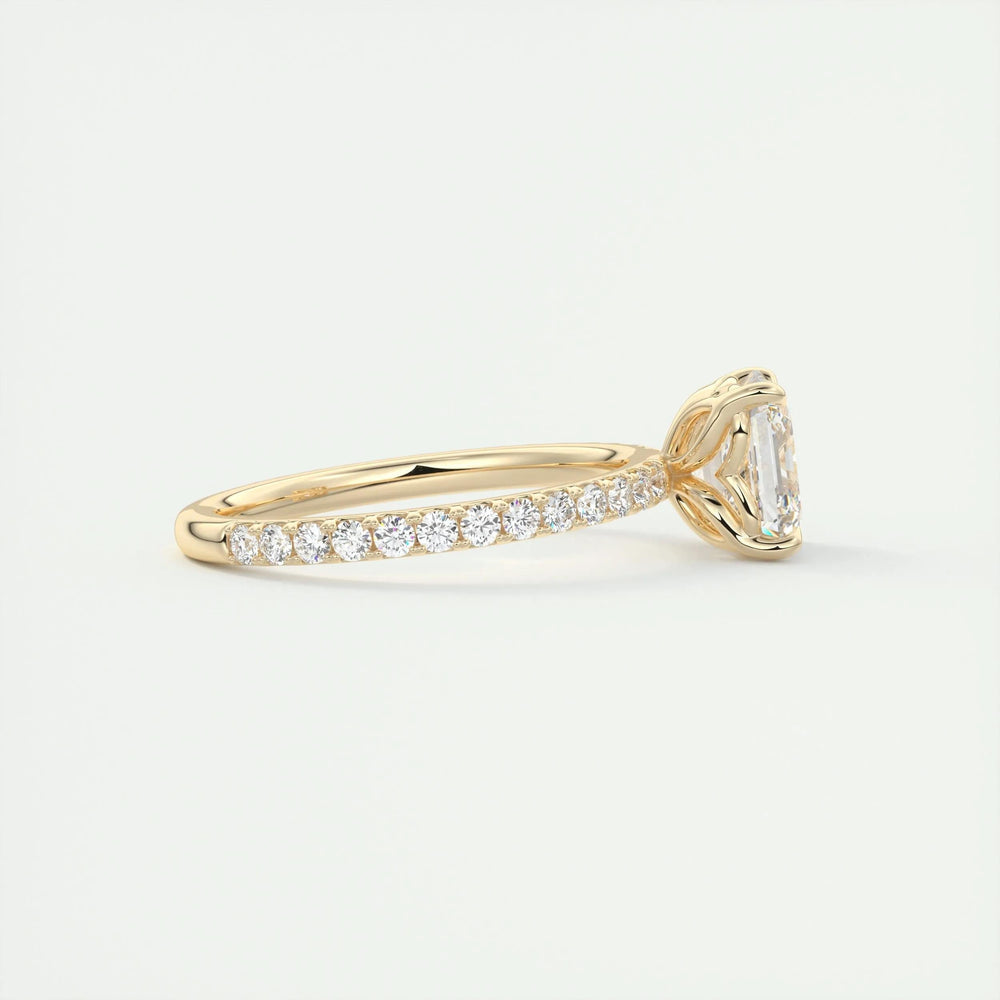 2 carat asscher pavé engagement ring lab grown diamond F VS1 USA