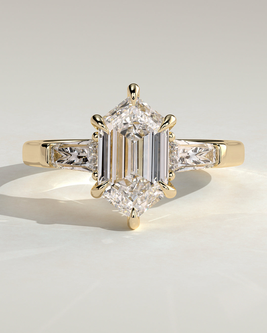 2 carat hexagon engagement ring.