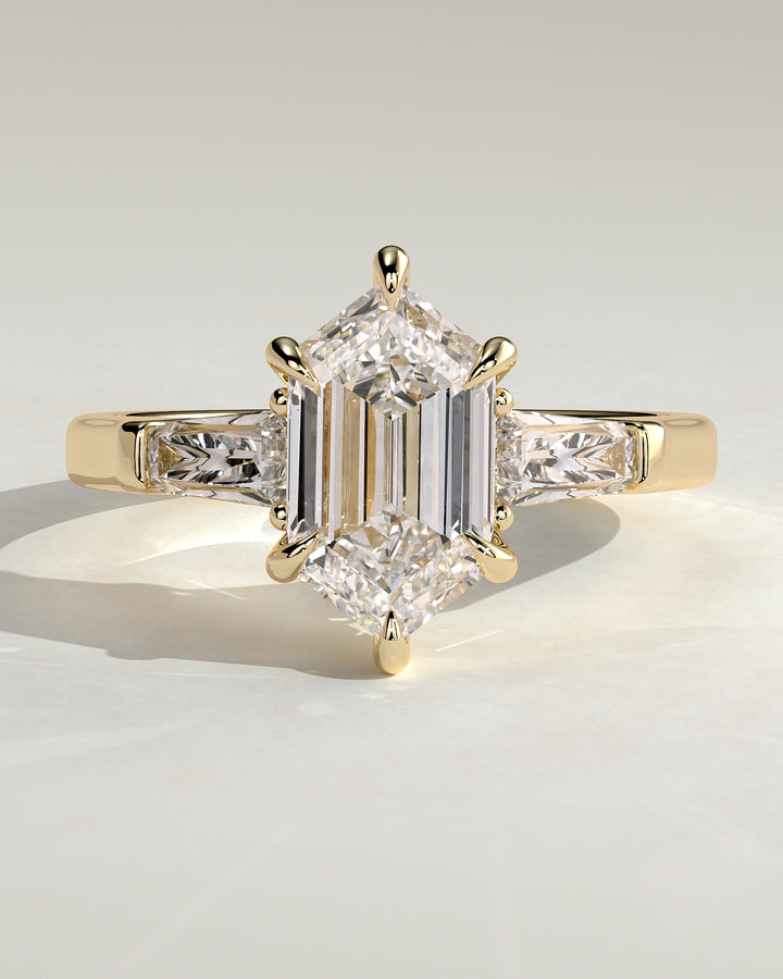2 carat hexagon engagement ring.