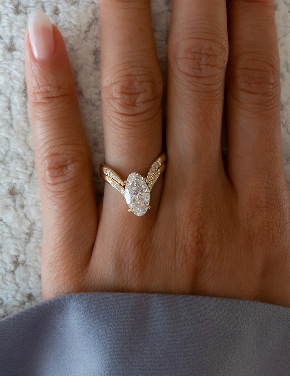 Oval lab diamond engagement ring