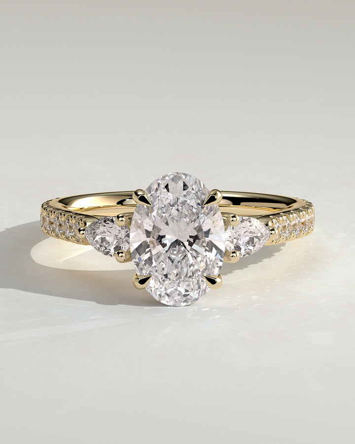 2 ct oval trilogy engagement ring