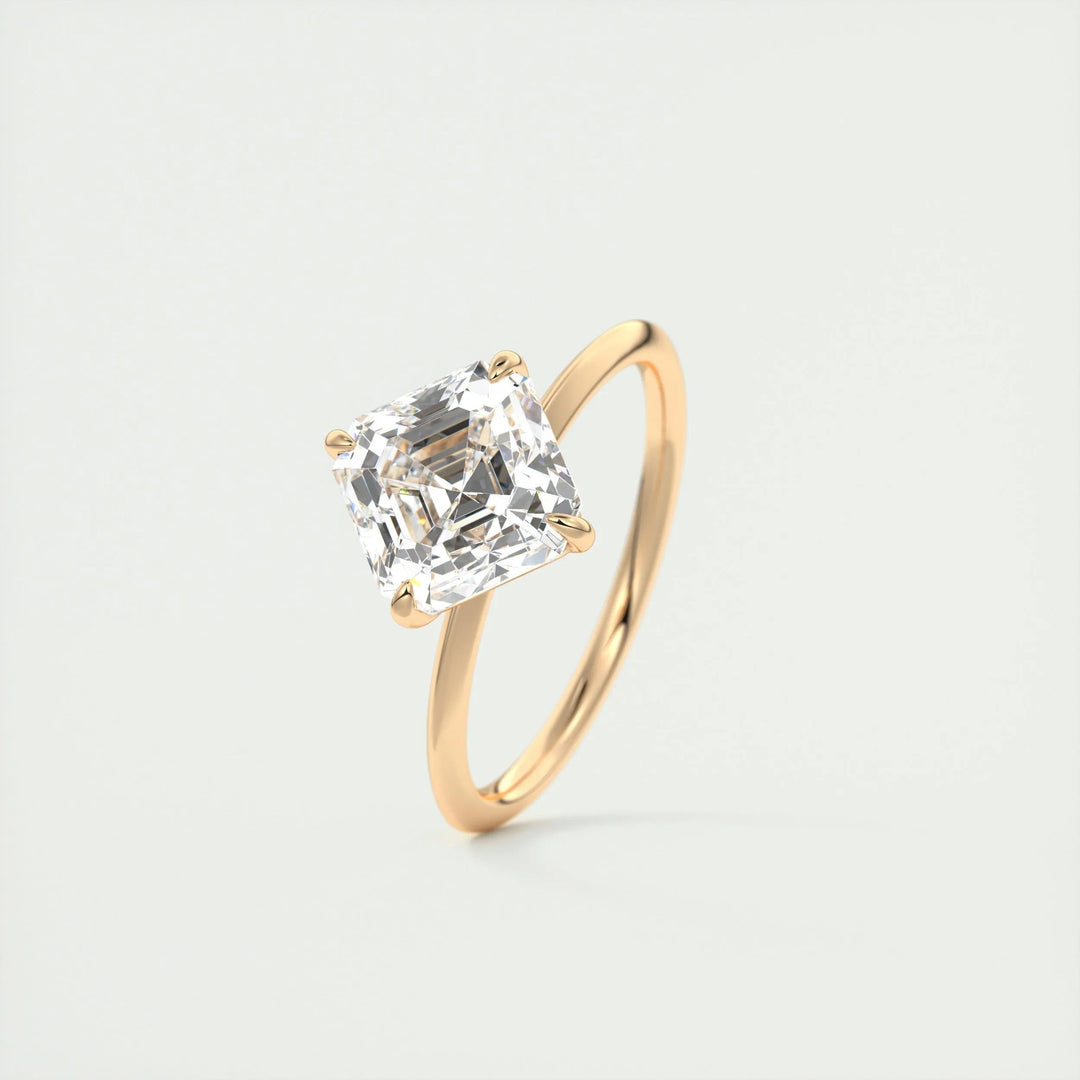 2ct Asscher F- VS1 Lab Grown Diamond Solitaire Engagement Ring