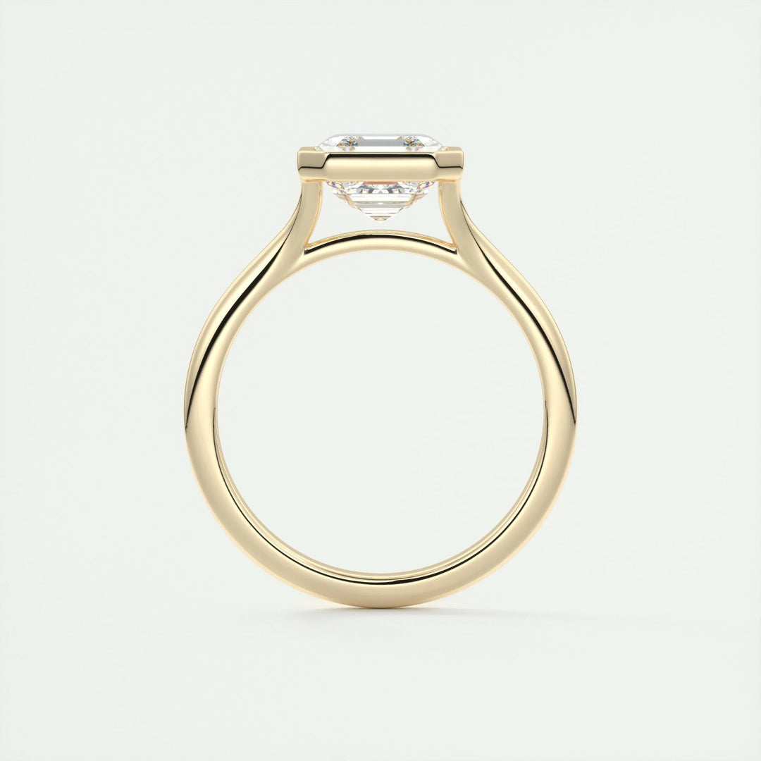 2ct Bezel Set Asscher Cut F- VS1 Diamond Solitaire Lab Grown Engagement Ring