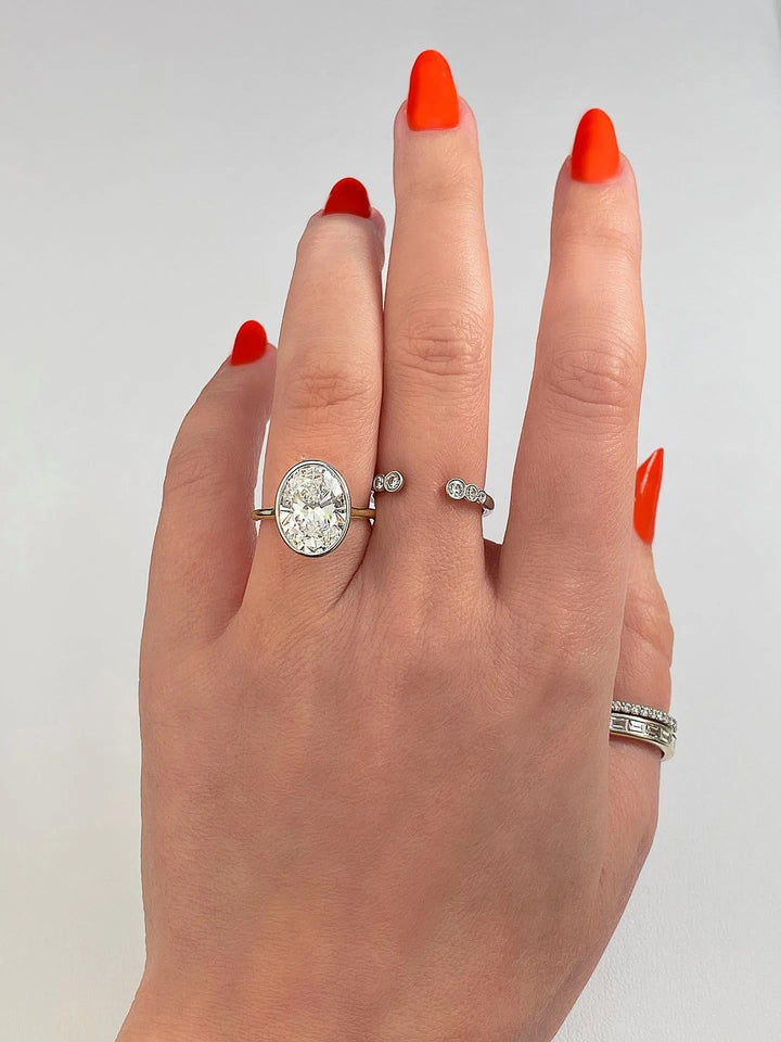 2ct Bezel Set Oval F- VS1 Diamond Solitaire Lab Grown Engagement Ring