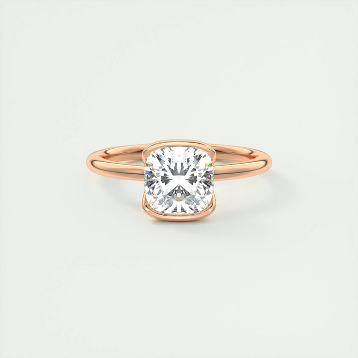 2ct Cushion Cut F- VS1 Lab Grown Diamond Solitaire Engagement Ring