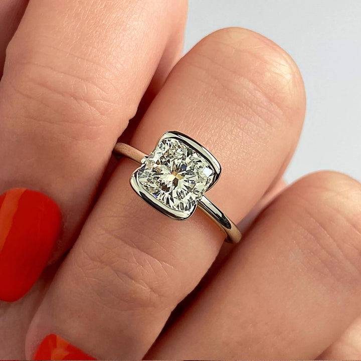 2ct Cushion Cut F- VS1 Lab Grown Diamond Solitaire Engagement Ring