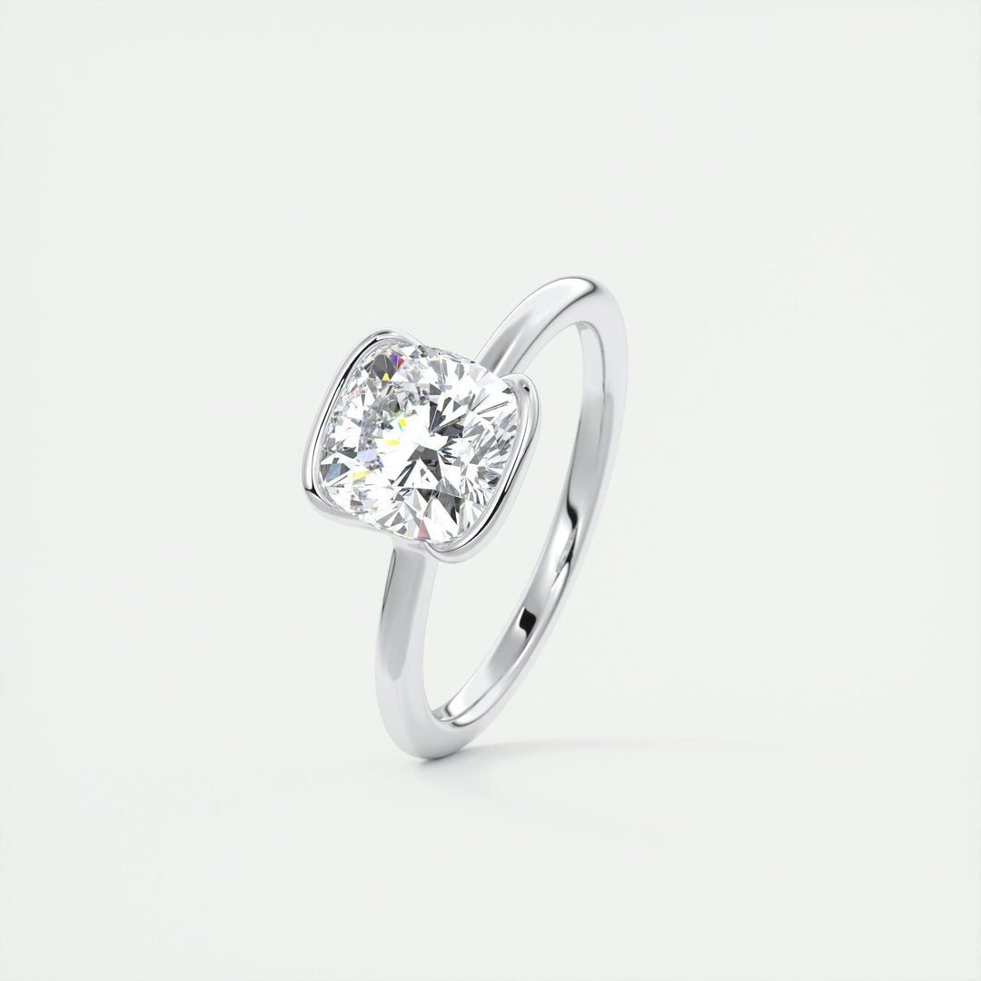 2ct Cushion Cut F- VS1 Lab Grown Diamond Solitaire Engagement Ring