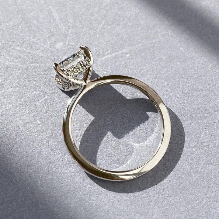 2ct Cushion F- VS1 Lab Grown Diamond Hidden Halo Engagement Ring
