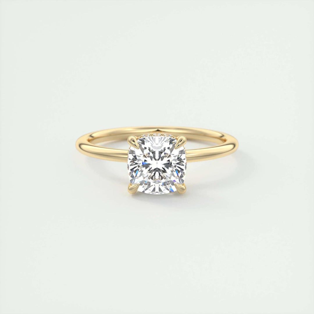 2ct Cushion F- VS1 Lab Grown Diamond Hidden Halo Engagement Ring