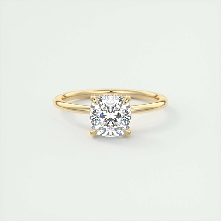 2ct Cushion F- VS1 Lab Grown Diamond Hidden Halo Engagement Ring