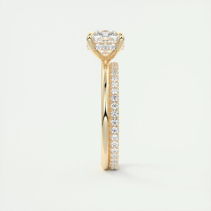 2ct Cushion F- VS1 Lab Grown Diamond Hidden Halo Engagement Ring