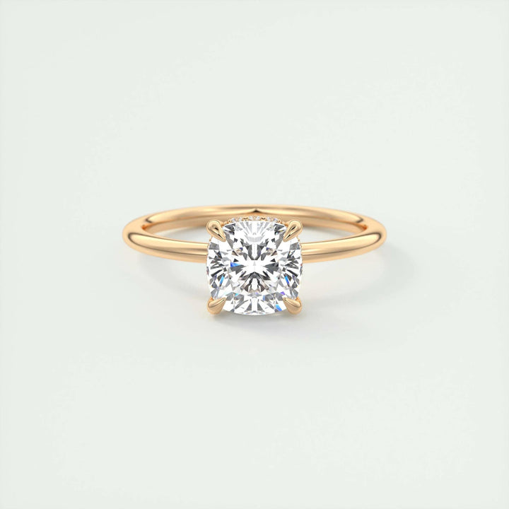 2ct Cushion F- VS1 Lab Grown Diamond Hidden Halo Engagement Ring
