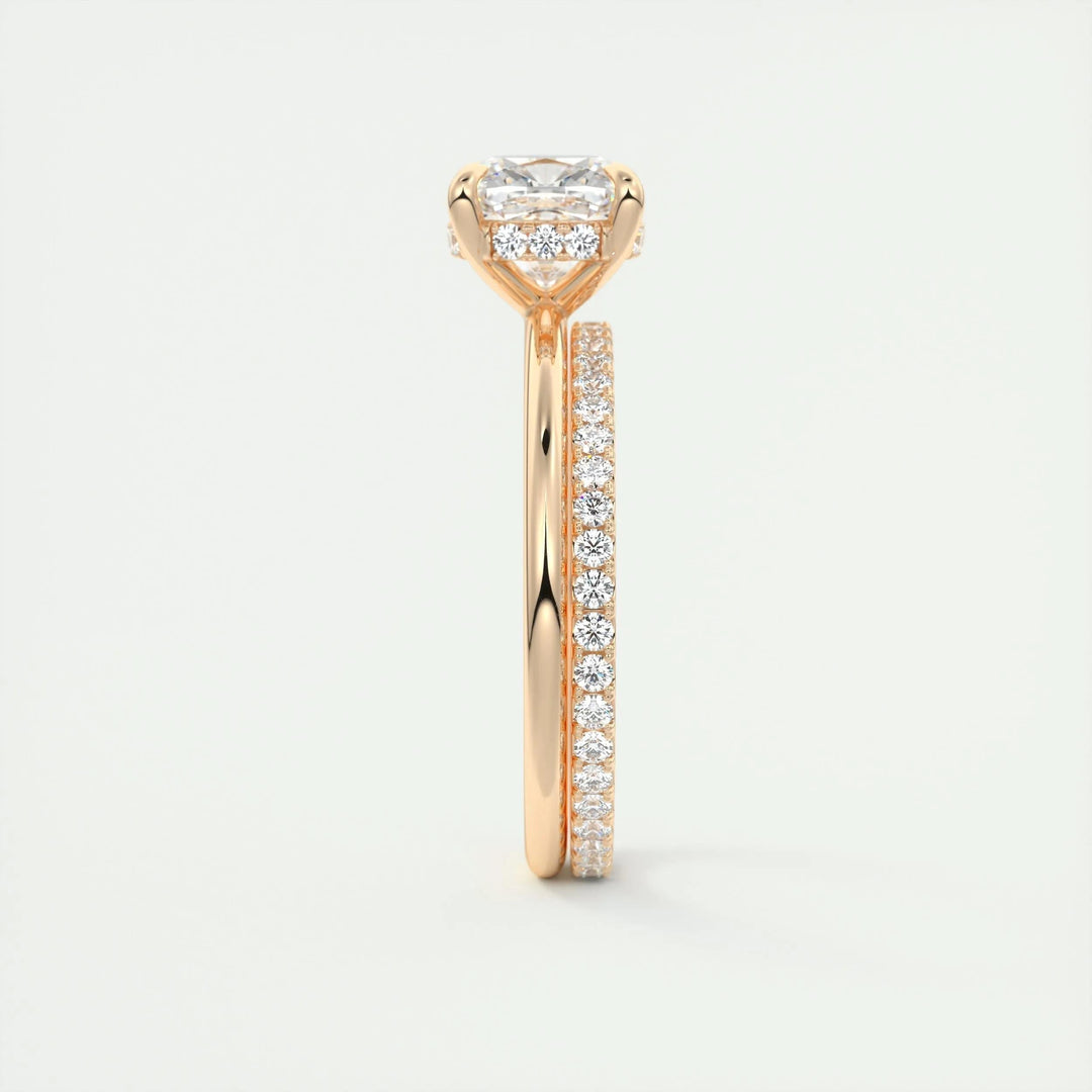 2ct Cushion F- VS1 Lab Grown Diamond Hidden Halo Engagement Ring