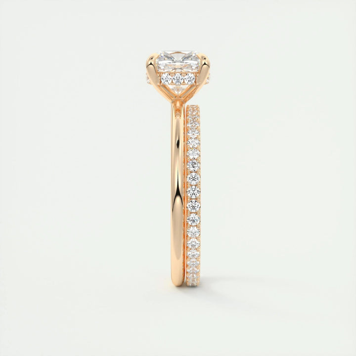 2ct Cushion F- VS1 Lab Grown Diamond Hidden Halo Engagement Ring