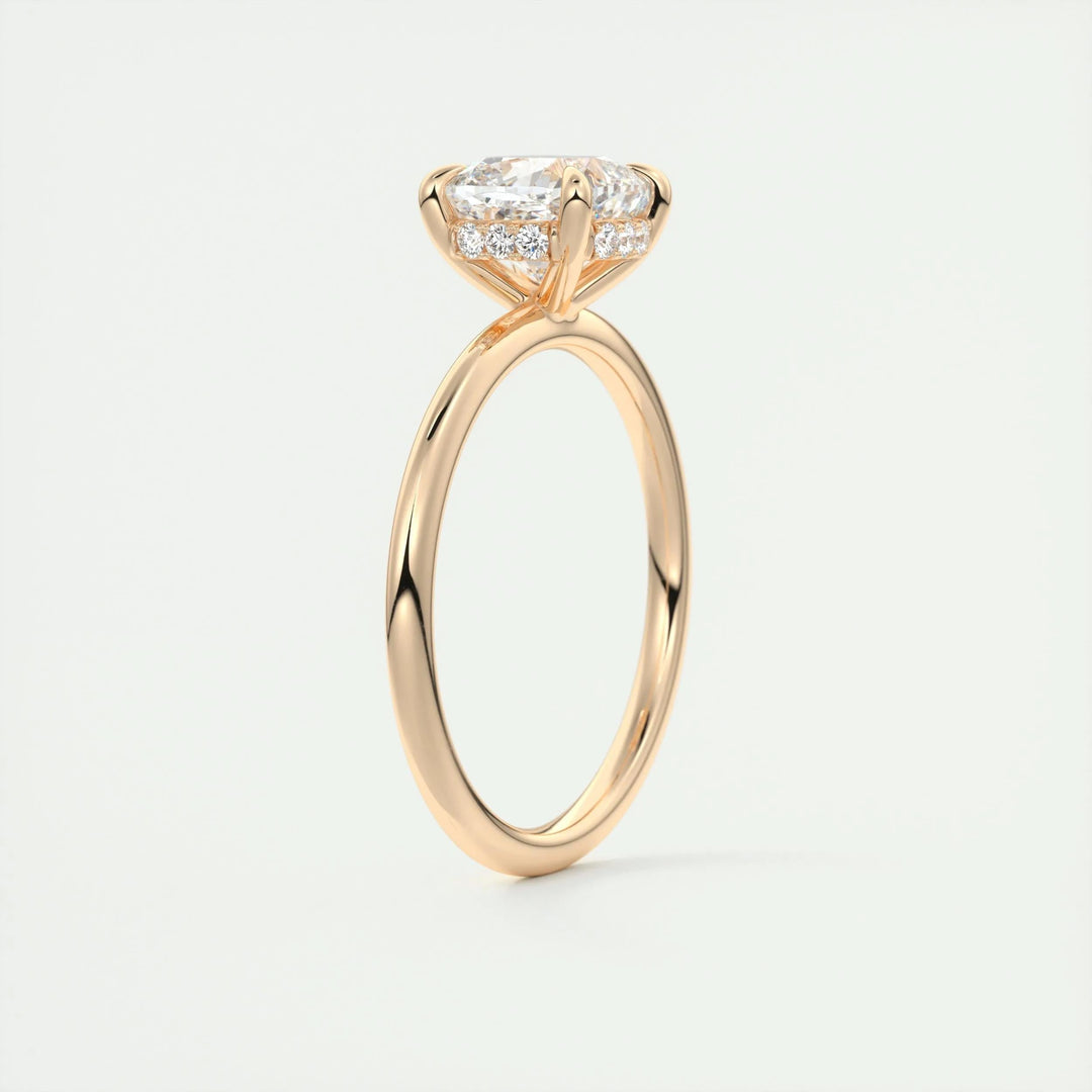 2ct Cushion F- VS1 Lab Grown Diamond Hidden Halo Engagement Ring