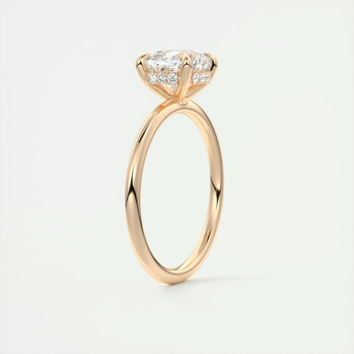 2ct Cushion F- VS1 Lab Grown Diamond Hidden Halo Engagement Ring