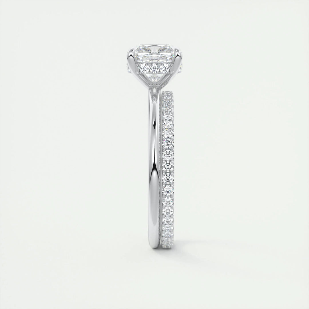 2ct Cushion F- VS1 Lab Grown Diamond Hidden Halo Engagement Ring