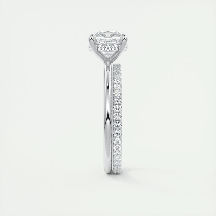2ct Cushion F- VS1 Lab Grown Diamond Hidden Halo Engagement Ring