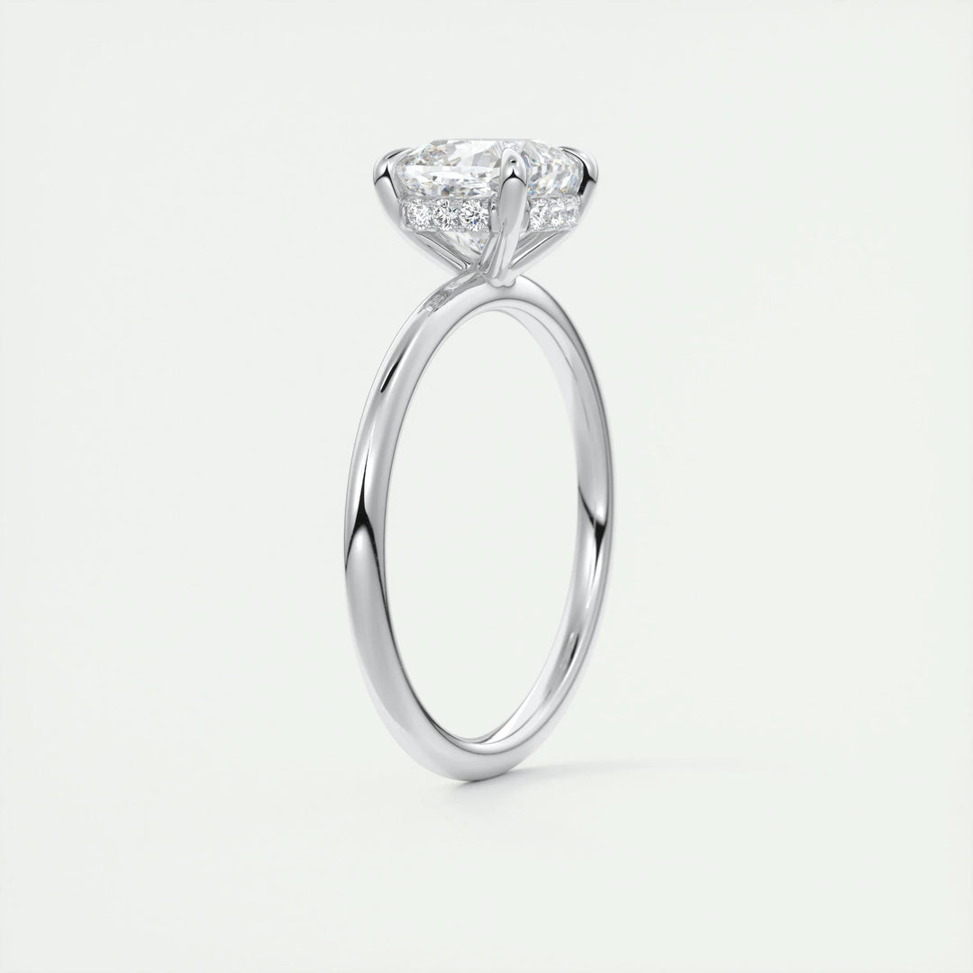 2ct Cushion F- VS1 Lab Grown Diamond Hidden Halo Engagement Ring