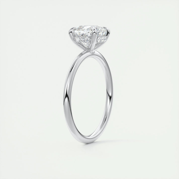 2ct Cushion F- VS1 Lab Grown Diamond Hidden Halo Engagement Ring