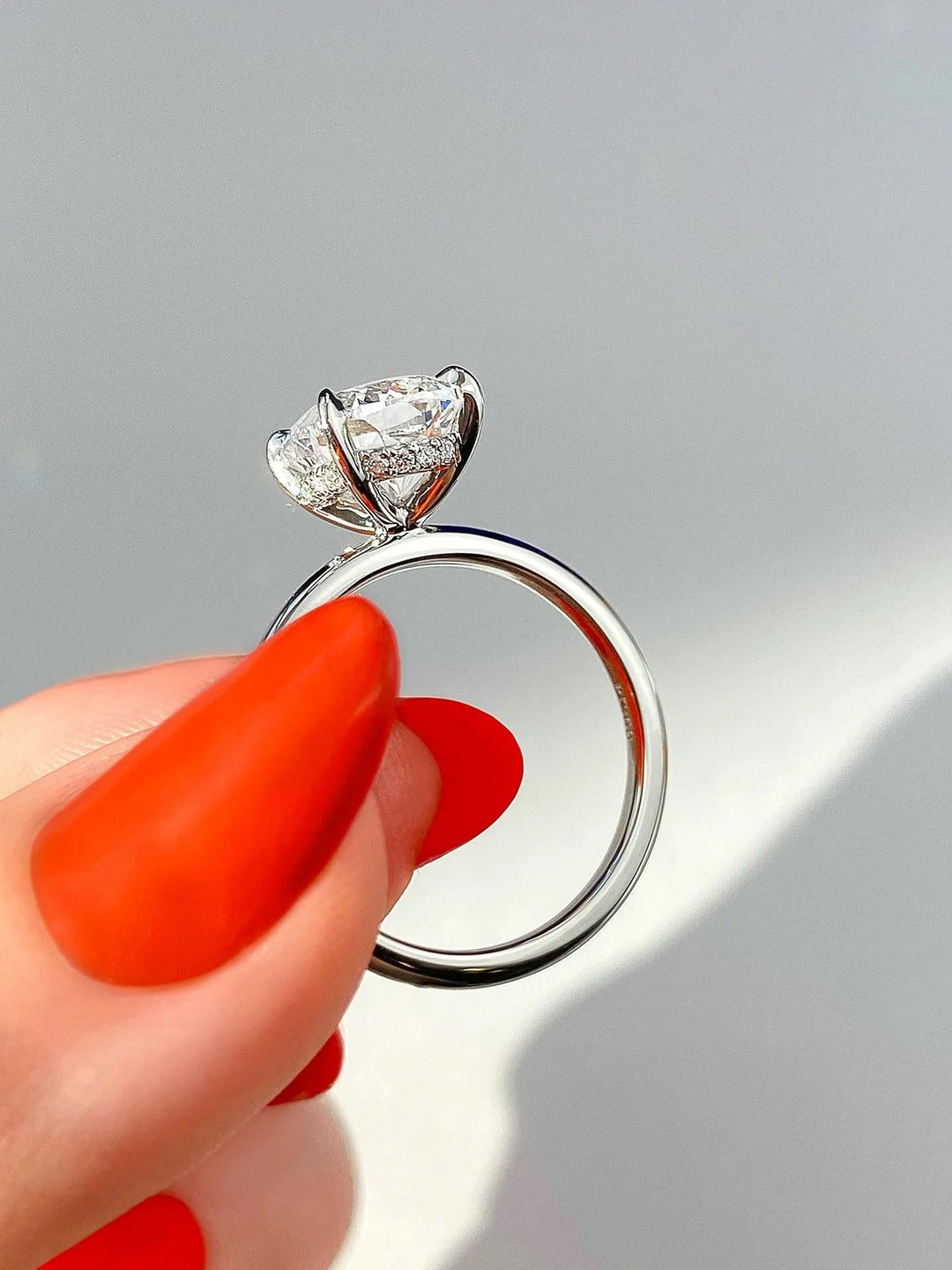 2ct Cushion F- VS1 Lab Grown Diamond Hidden Halo Engagement Ring