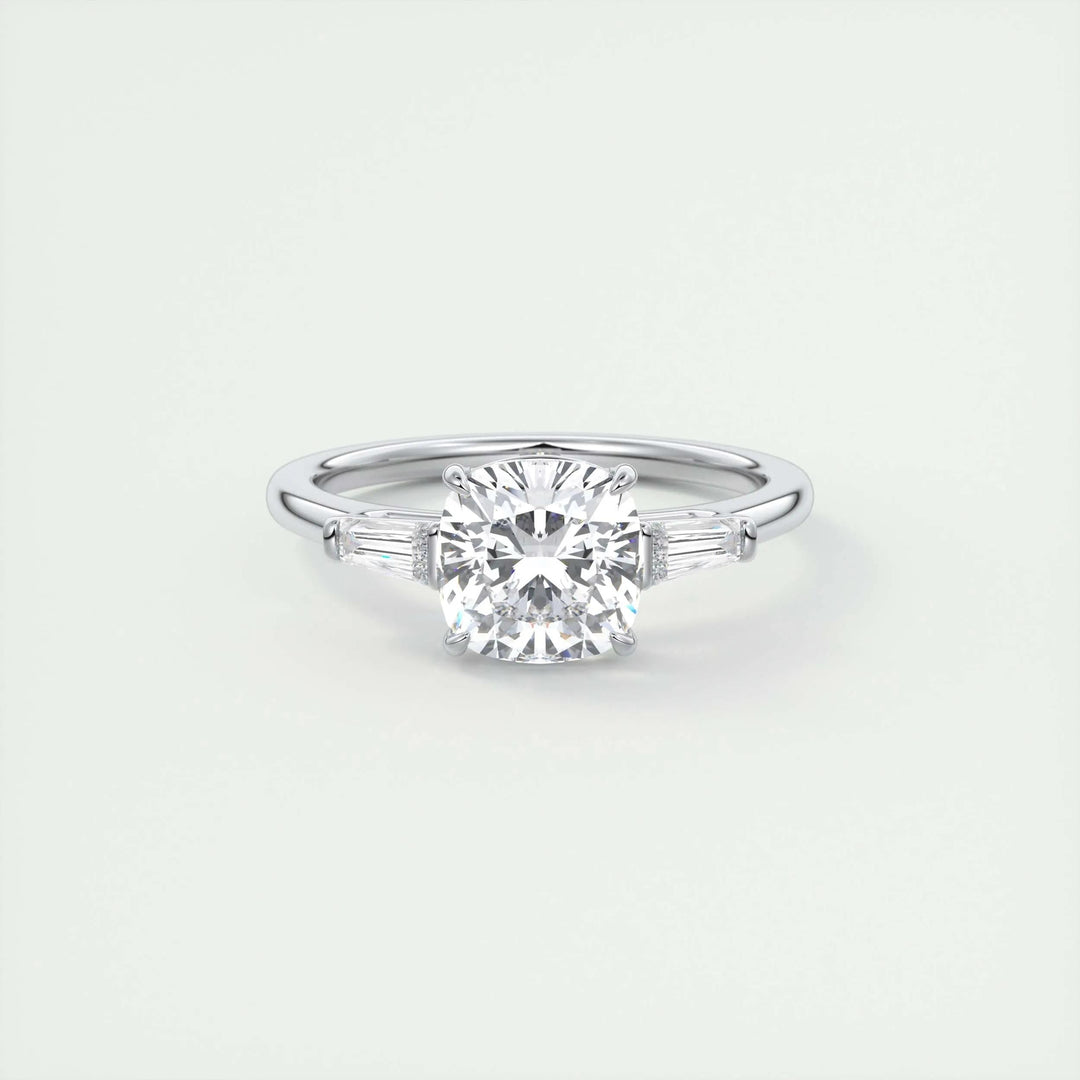 2ct Cushion F- VS1 Lab Grown Diamond Three Stones Engagement Ring
