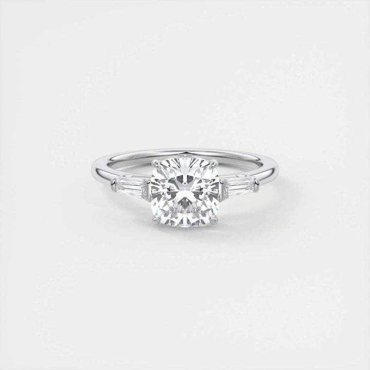 2ct Cushion F- VS1 Lab Grown Diamond Three Stones Engagement Ring