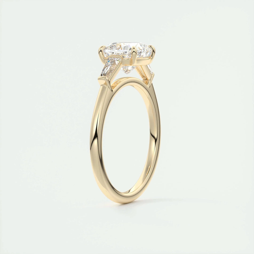 2ct Cushion F- VS1 Lab Grown Diamond Three Stones Engagement Ring