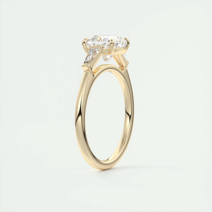 2ct Cushion F- VS1 Lab Grown Diamond Three Stones Engagement Ring