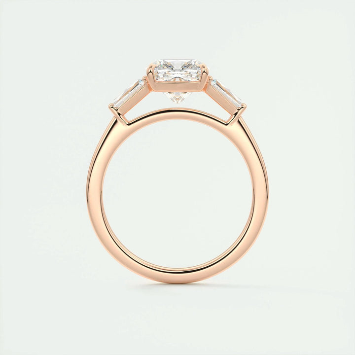 2ct Cushion F- VS1 Lab Grown Diamond Three Stones Engagement Ring