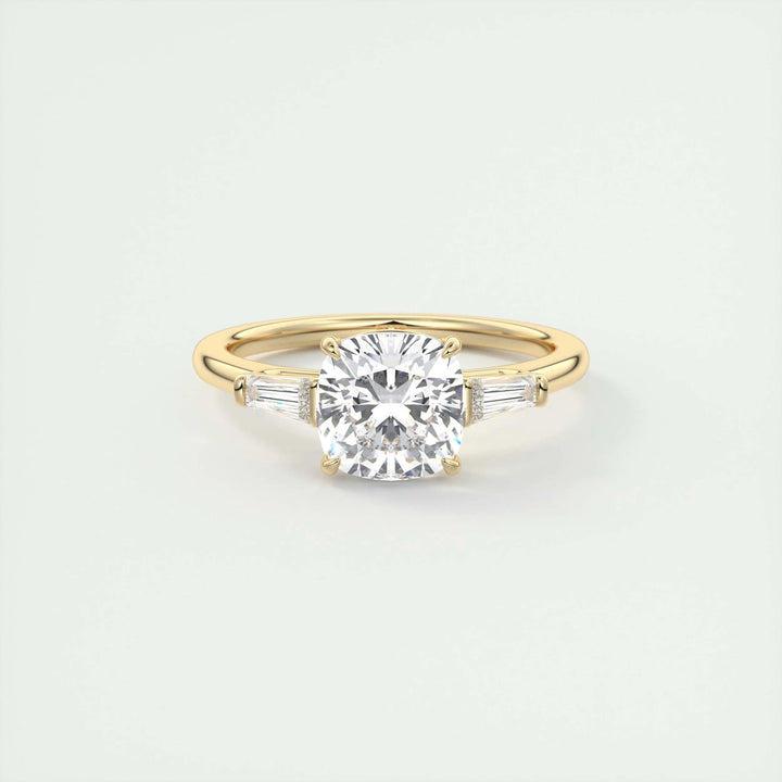 2ct Cushion F- VS1 Lab Grown Diamond Three Stones Engagement Ring