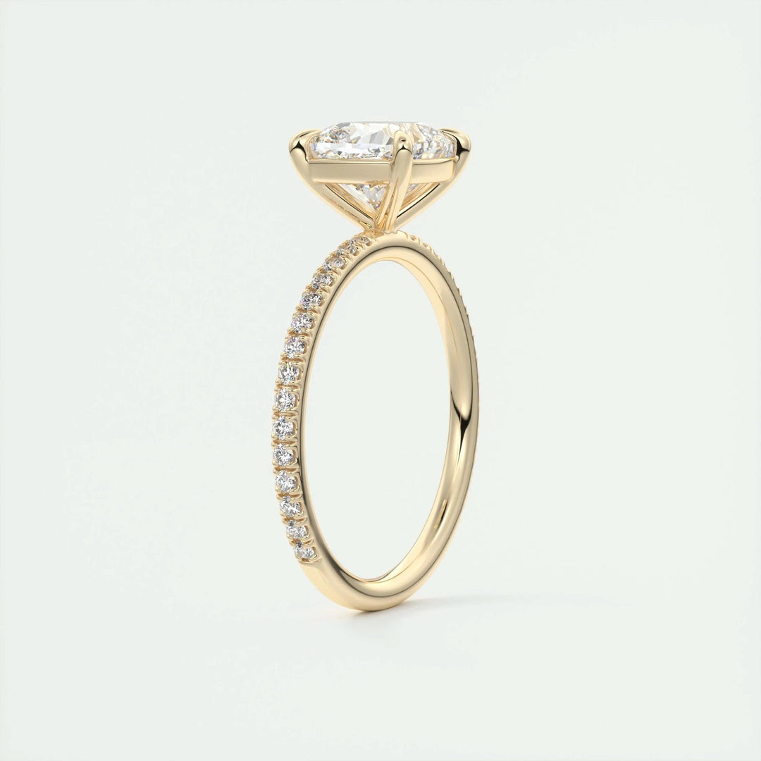 2ct Cushion F- VS1 Lag Grown Diamond Pave Engagement Ring