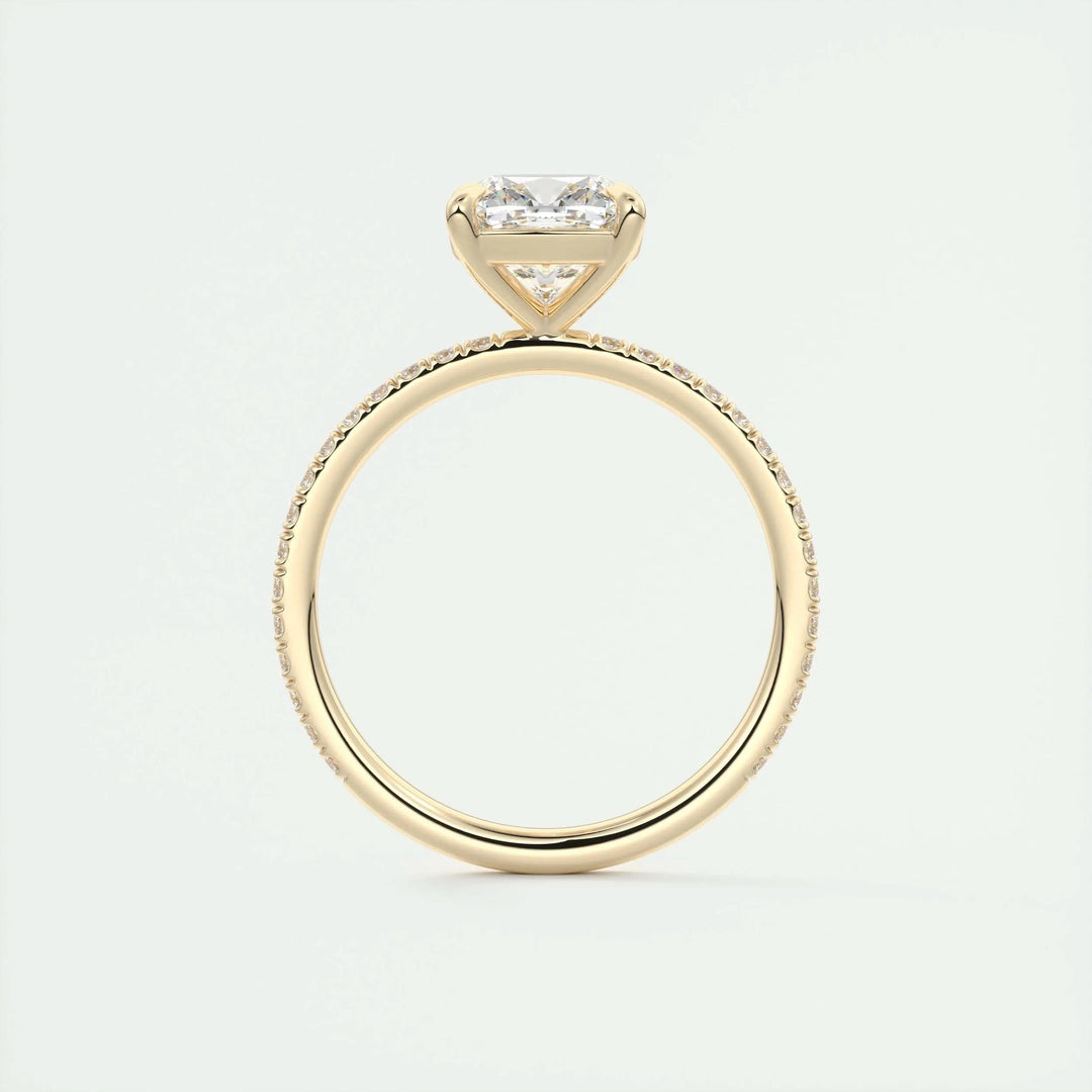 2ct Cushion F- VS1 Lag Grown Diamond Pave Engagement Ring