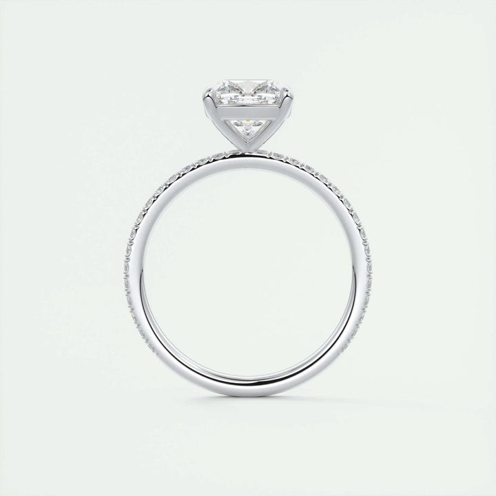 2ct Cushion F- VS1 Lag Grown Diamond Pave Engagement Ring