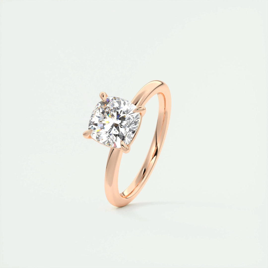 2ct Cushion F- VS1 Lag Grown Diamond Solitaire Engagement Ring