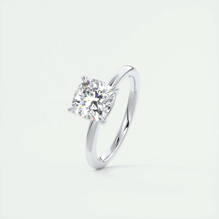 2ct Cushion F- VS1 Lag Grown Diamond Solitaire Engagement Ring