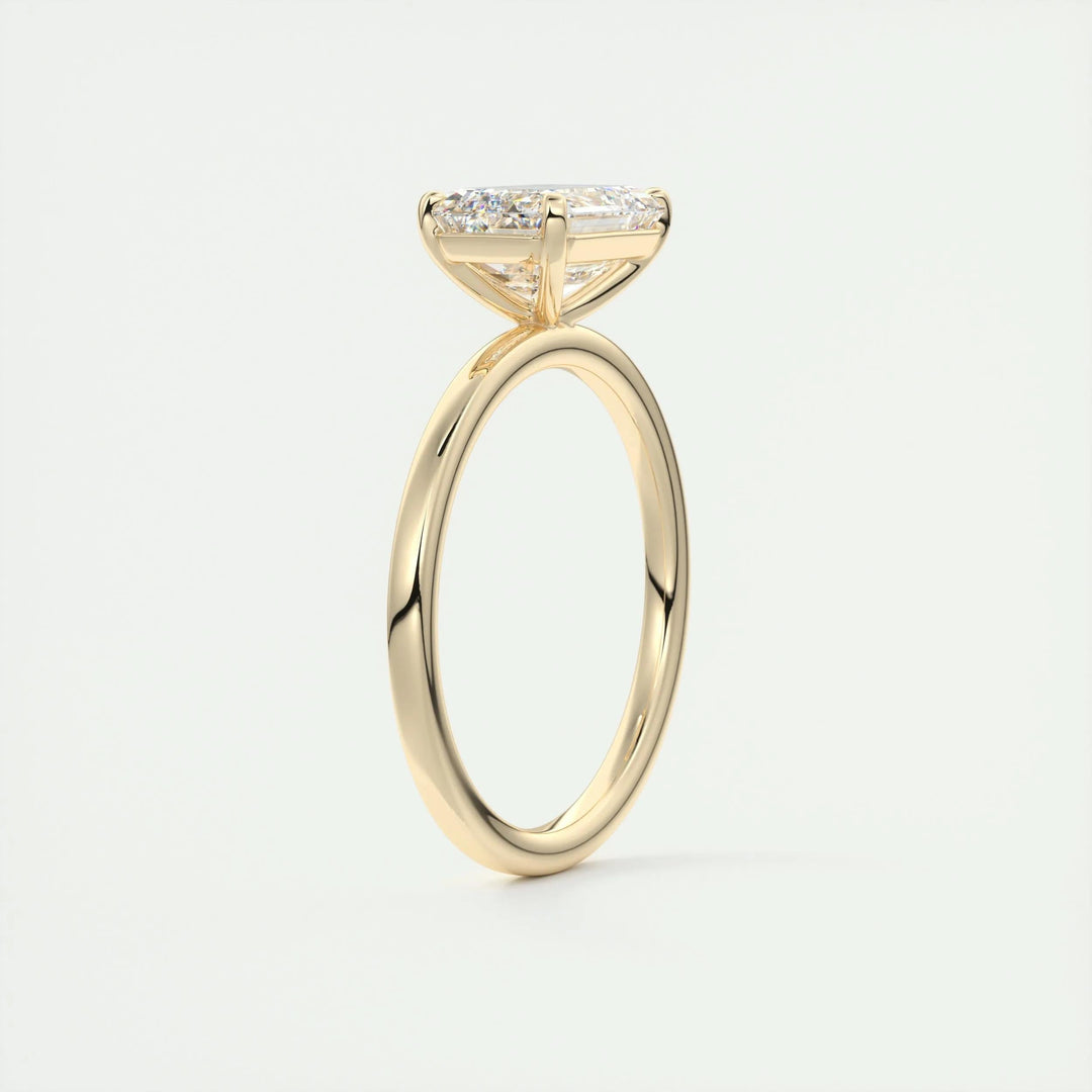 2ct East West Emerald F- VS1 Lag Grown Diamond Solitaire Engagement Ring
