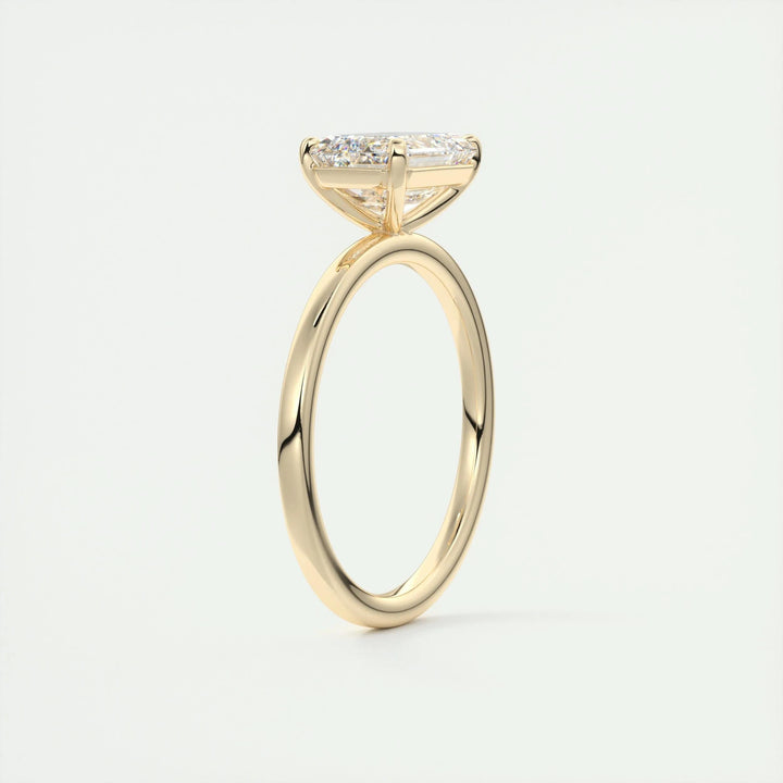 2ct East West Emerald F- VS1 Lag Grown Diamond Solitaire Engagement Ring