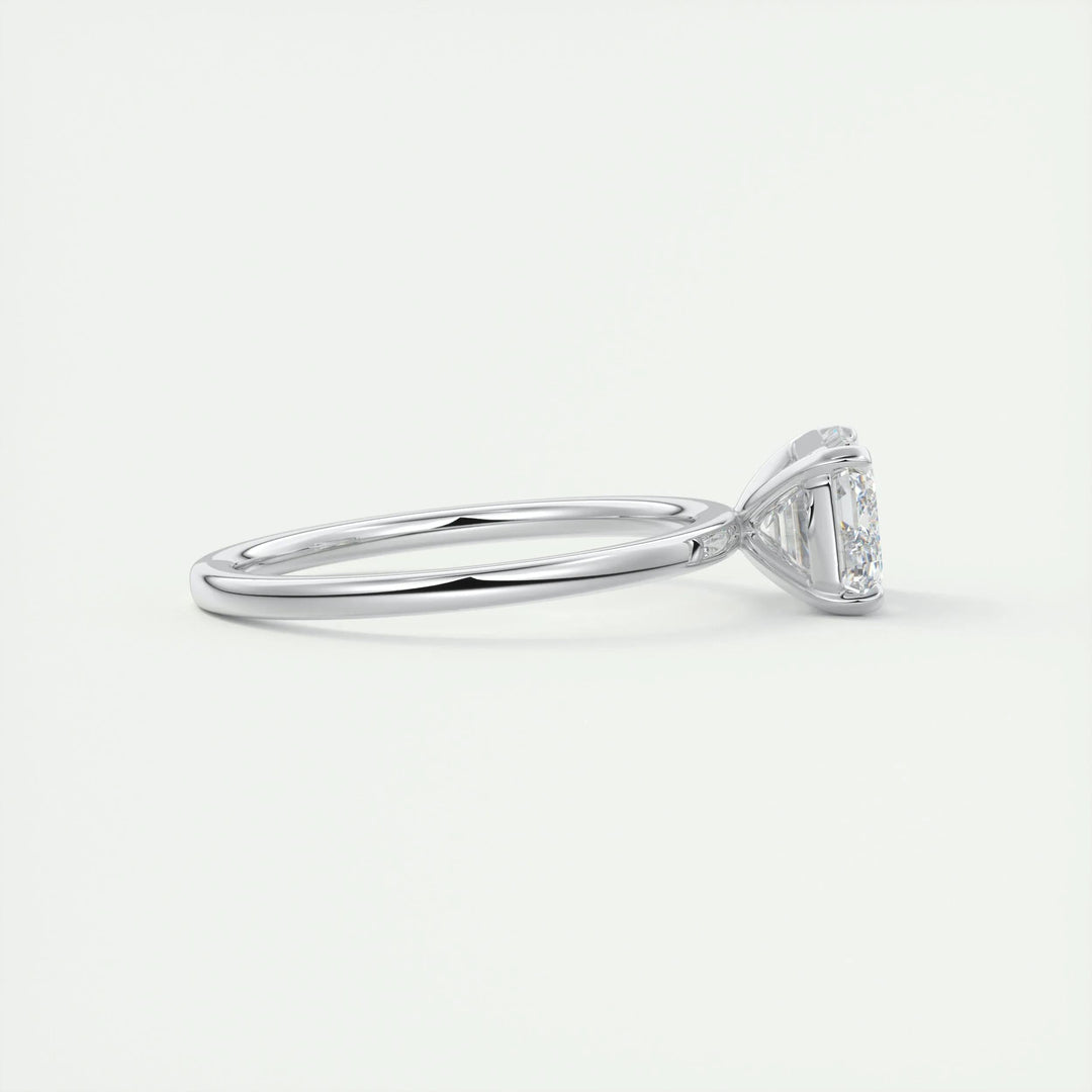2ct East West Emerald F- VS1 Lag Grown Diamond Solitaire Engagement Ring