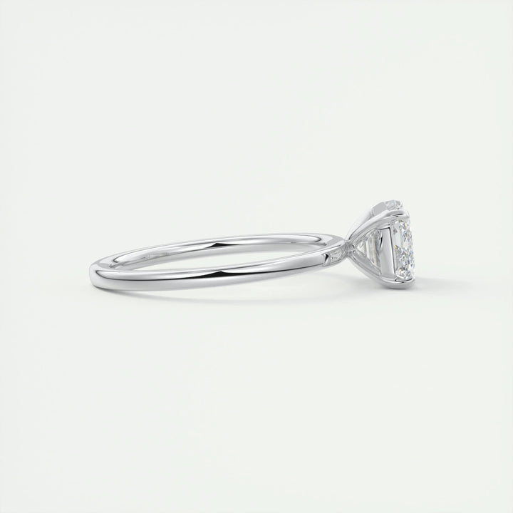 2ct East West Emerald F- VS1 Lag Grown Diamond Solitaire Engagement Ring