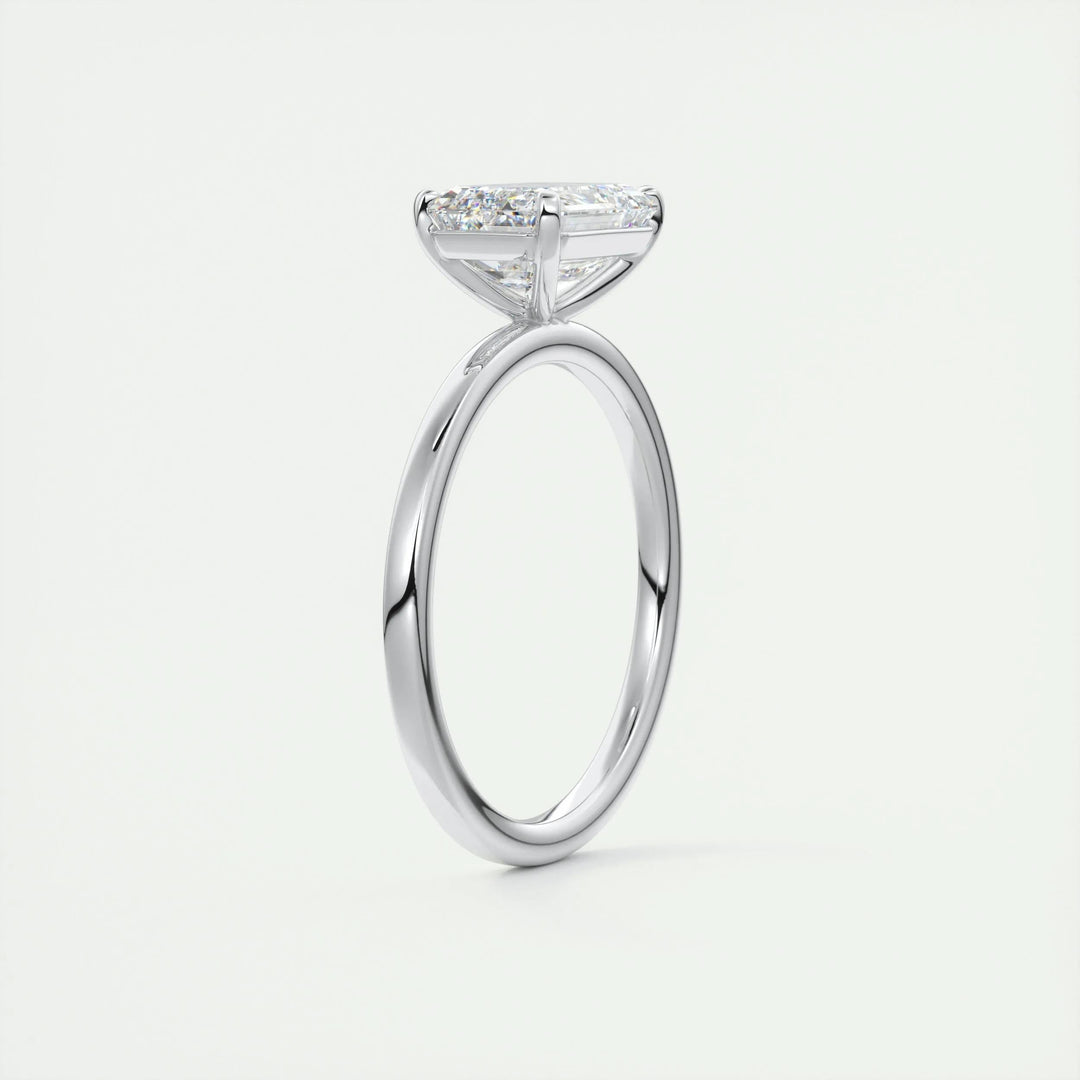 2ct East West Emerald F- VS1 Lag Grown Diamond Solitaire Engagement Ring