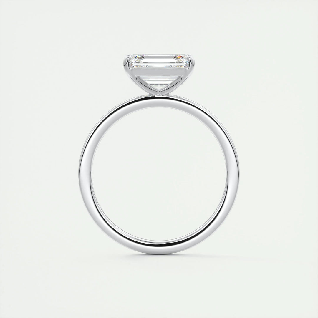 2ct East West Emerald F- VS1 Lag Grown Diamond Solitaire Engagement Ring