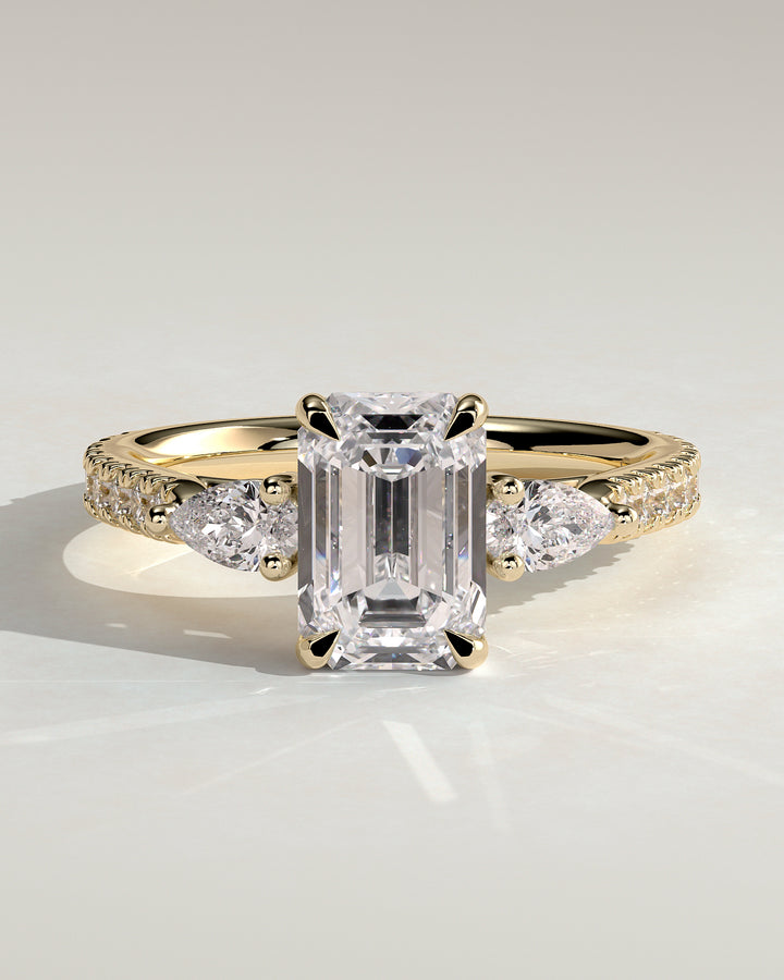 2ctEmeraldClawTrilogywithPearSideStonesandPaveBandEngagementRing
