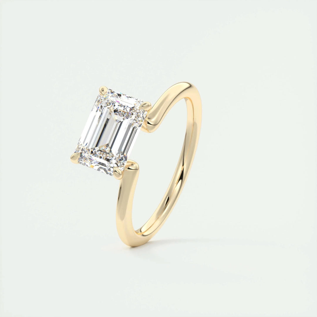 2ct Emerald Cut F- VS1 Lab Grown Diamond Solitaire Engagement Ring