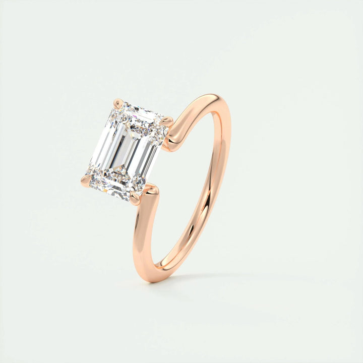 2ct Emerald Cut F- VS1 Lab Grown Diamond Solitaire Engagement Ring