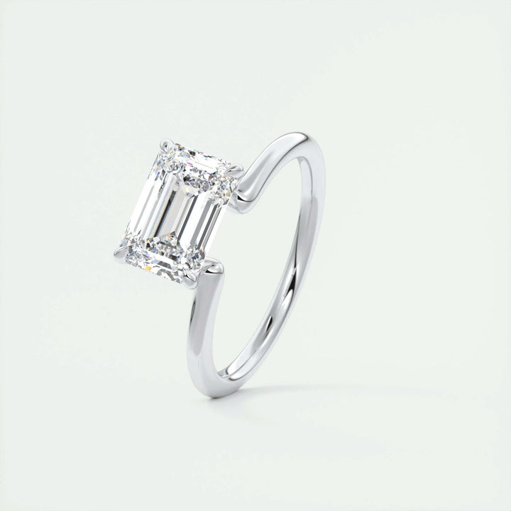 2ct Emerald Cut F- VS1 Lab Grown Diamond Solitaire Engagement Ring