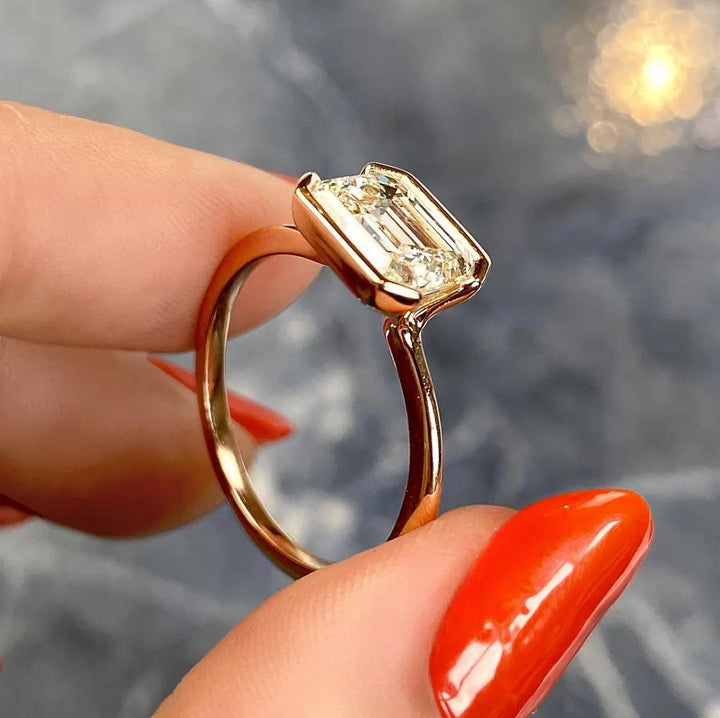 2ct Emerald F- VS1 Lab Grown Diamond Solitaire Engagement Ring