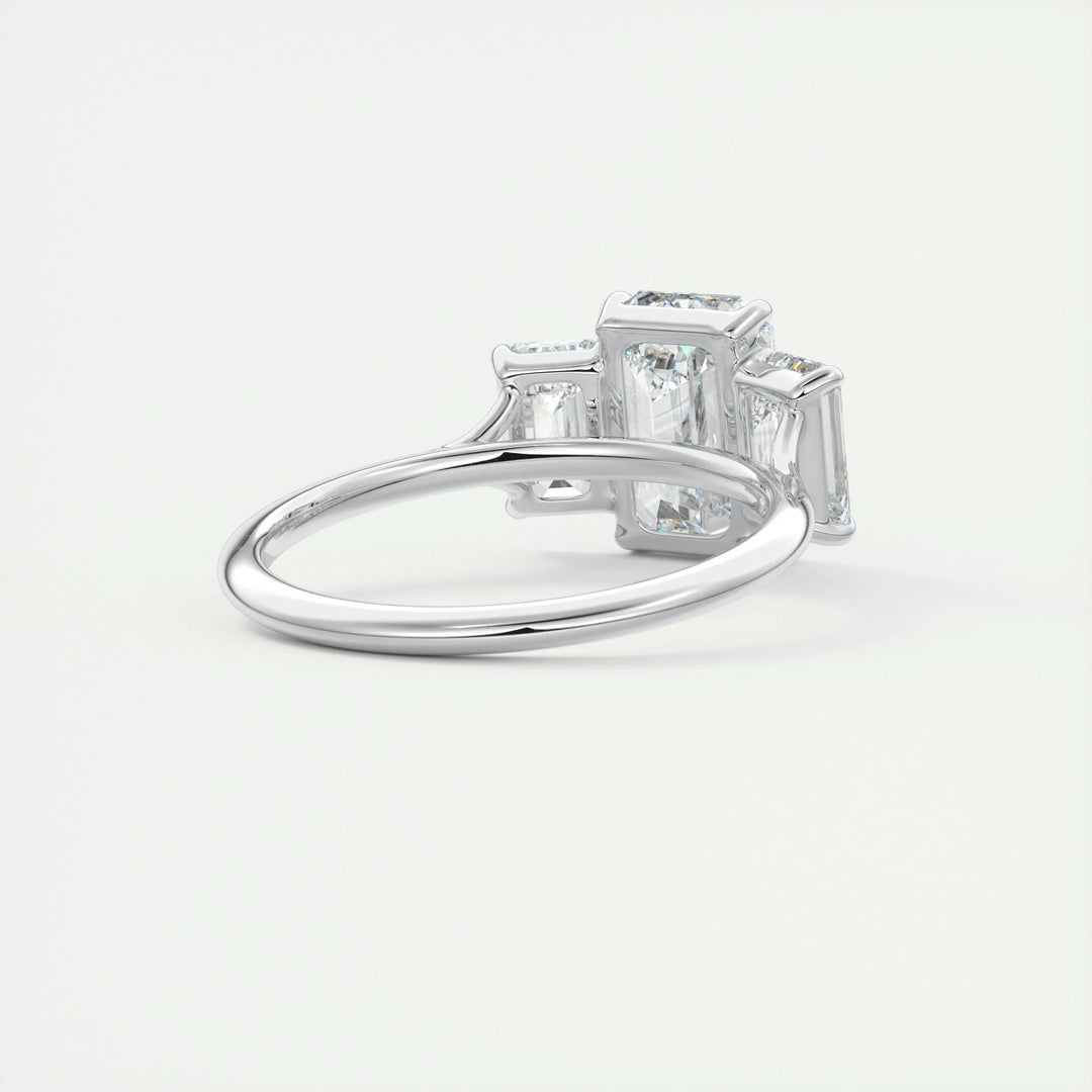 2ct Emerald F- VS1 Lab Grown Diamond Three Stones Engagement Ring