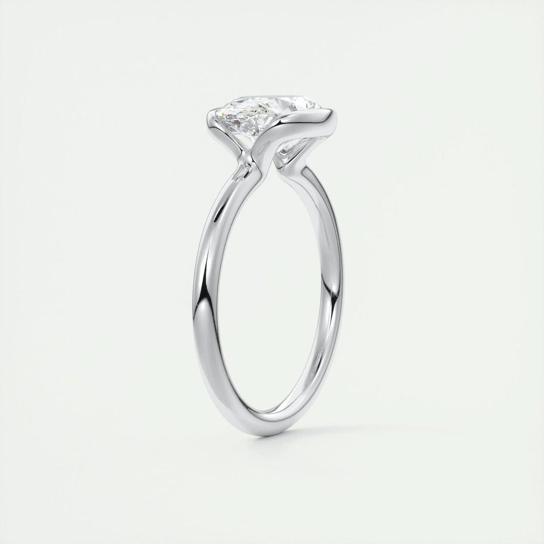 2ct Oval Cut Unique Bezel Lab Grown Diamond Solitaire Engagement Ring