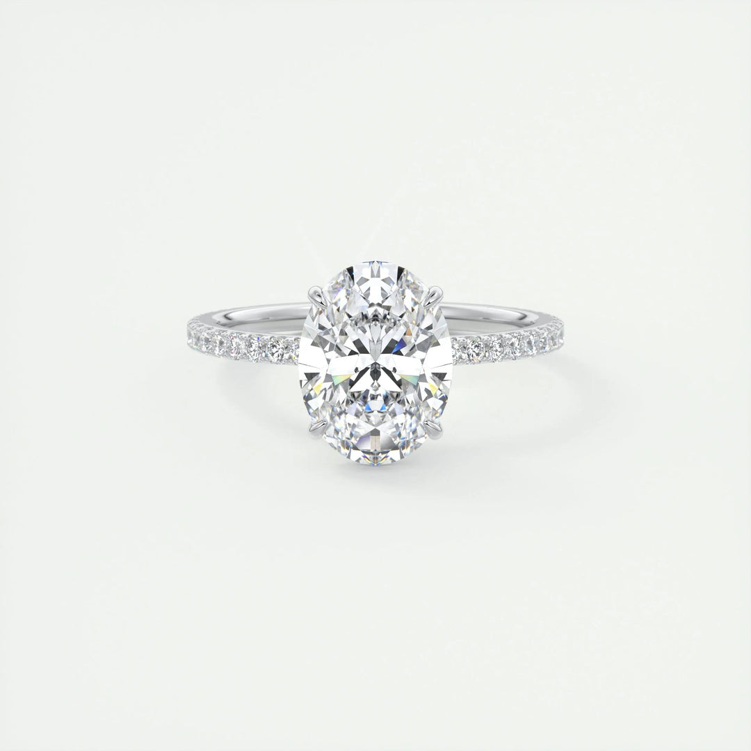 2ct Oval F- VS1 Lag Grown Diamond Pave Engagement Ring